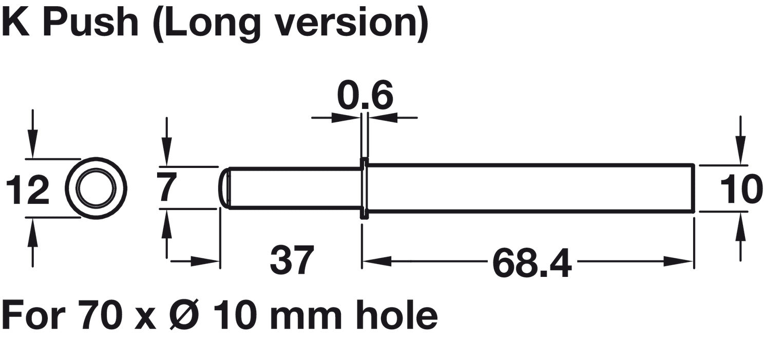 Hafele K Push Tech Concealed Long Push Catch With Buffer