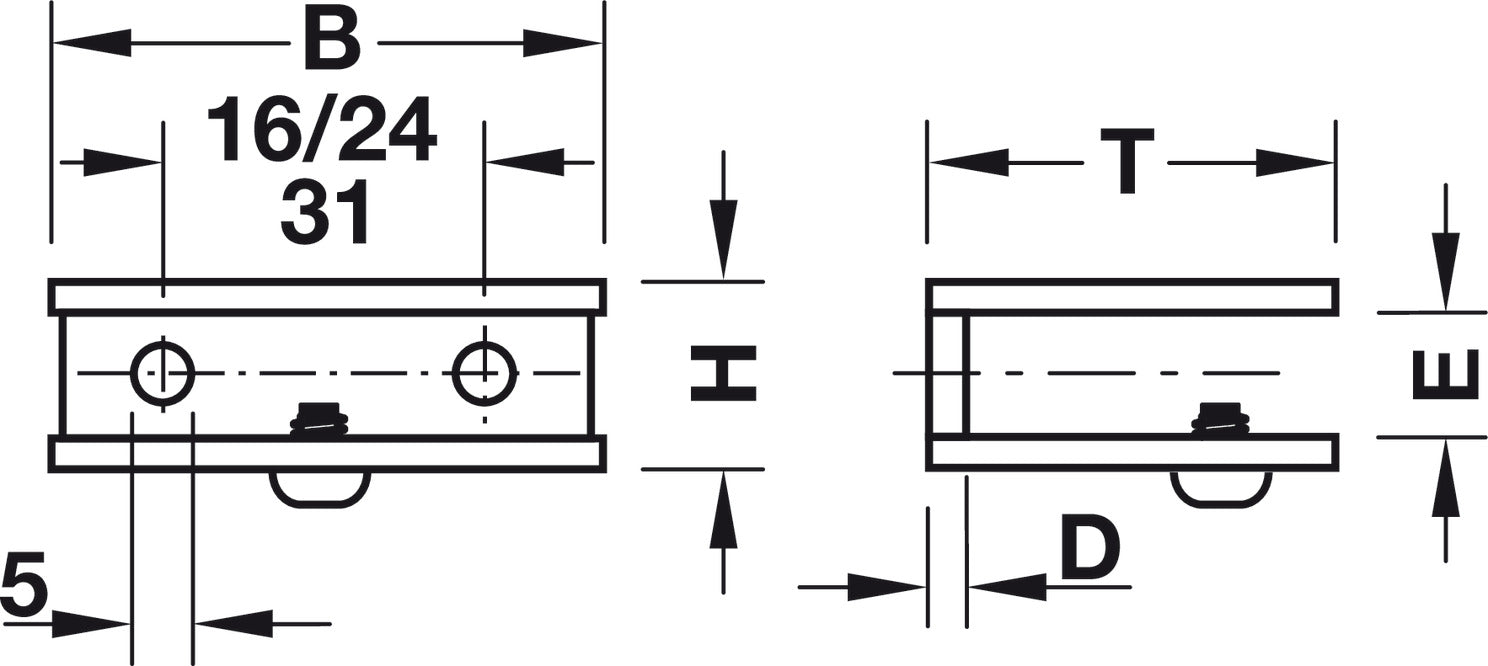 Shelf Support, Clamp Design, Screw Fixing, for Glass and Wooden Shelves, for 6-10 mm shelf thickness, polished chrome plated