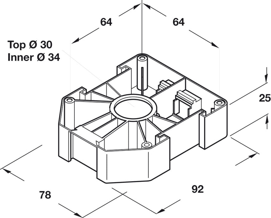 Hafele 637.38.287 Top Section Screw Mount For Plinth Leg (AXILO 78)