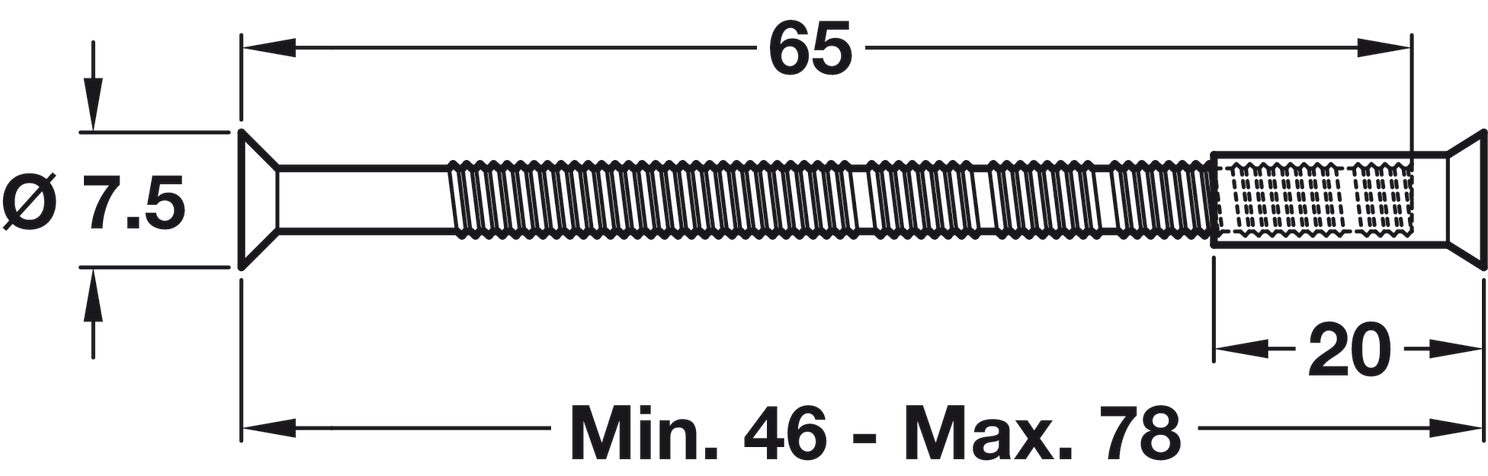 M4x78mm Bolt and Sleeve, for Handle Roses and Escutcheons