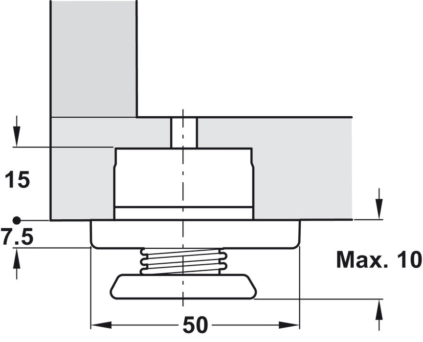 Hafele 651.16.302 Cabinet Leveller Adjuster Fitting D50mm 175kg Black