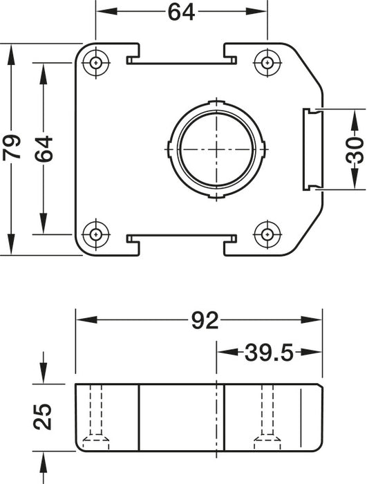 Hafele 637.38.287 Top Section Screw Mount For Plinth Leg (AXILO 78)