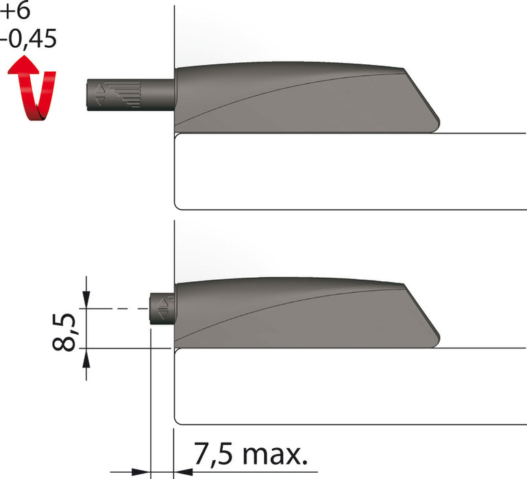 Hafele 356.12.505 K Push Tech Concealed Long Push Catch With Magnet Grey