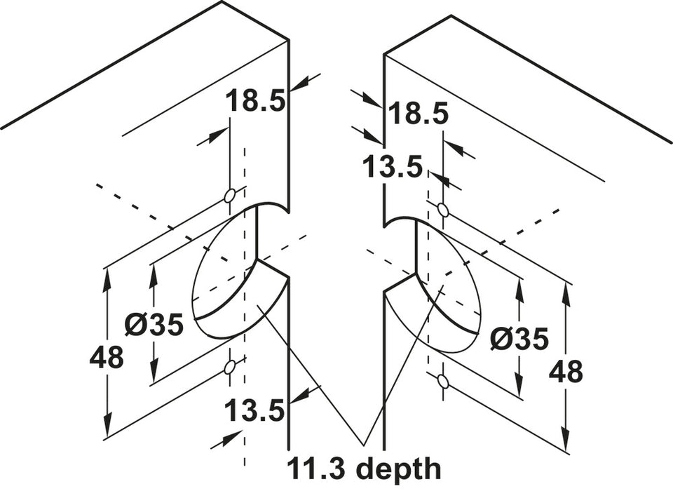 Hafele 343.90.710 Pie-Cut Corner Hinge, 78°, Zinc Die-Cast