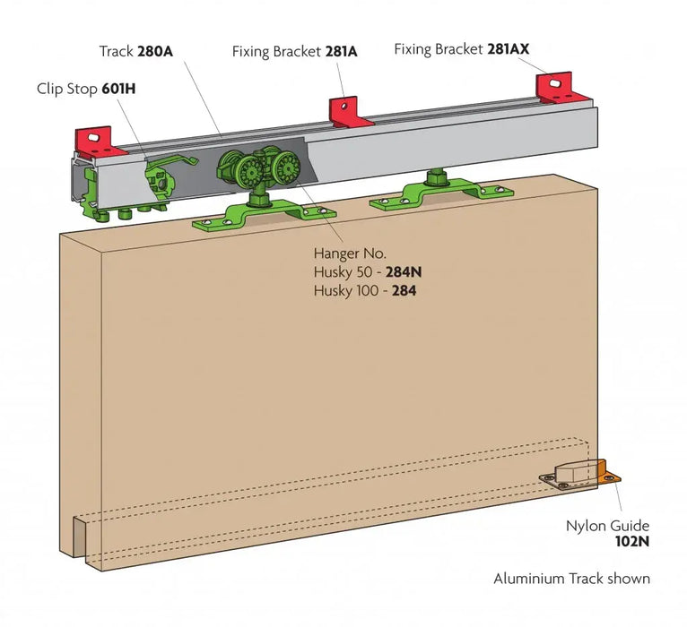 Husky Sliding 100 Complete Set For 1 Door