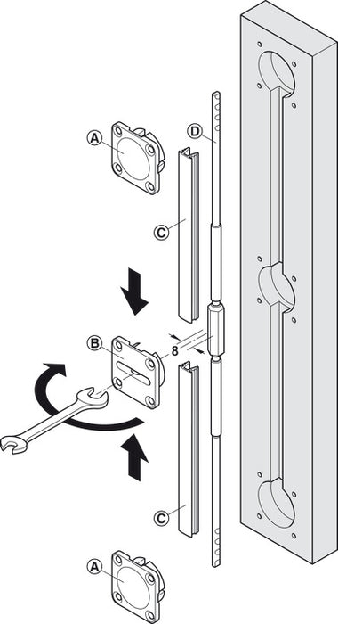 Häfele Planofit 210 Door Straightening Fitting Set For Doors 2000-2250mm