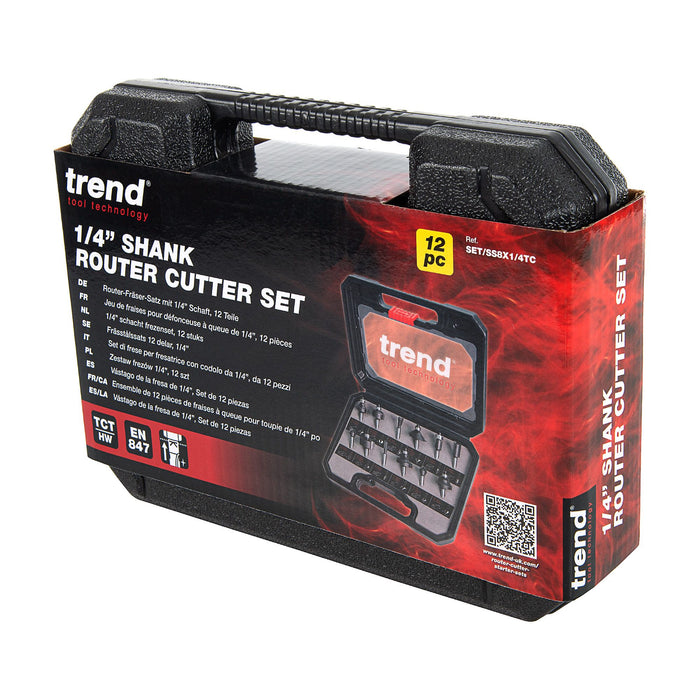 Trend SET/SS8X1/4TC - 12 piece 1/4in shank TCT Router Cutter Set