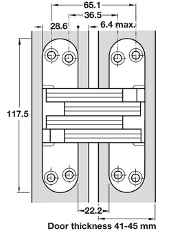 SOSS 218NP 30min Fire Rated Concealed Hinge Nickel Plated