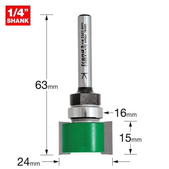 Trend Craft C220X1/4TC - Intumescent cutter 15mm x 24mm