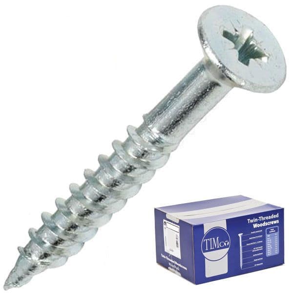 Twin-Thread Woodscrews - PZ - Double Countersunk - Zinc