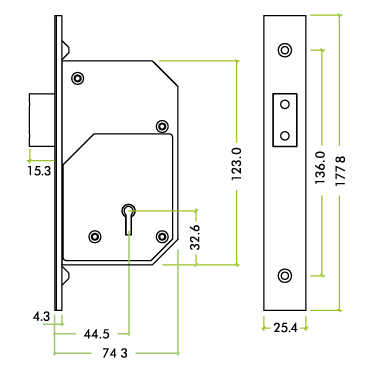 5 Lever Deadlock - 73mm c/w Esc - Chubb Retro Fit 3G110